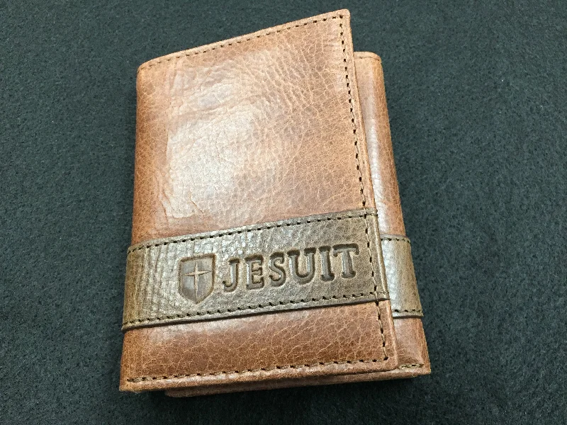 Leather two-tone tri-fold wallet