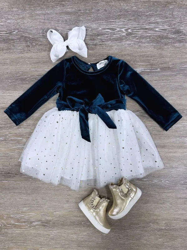 Emerald Velvet Chiffon Star Tutu Special Occasion Dress