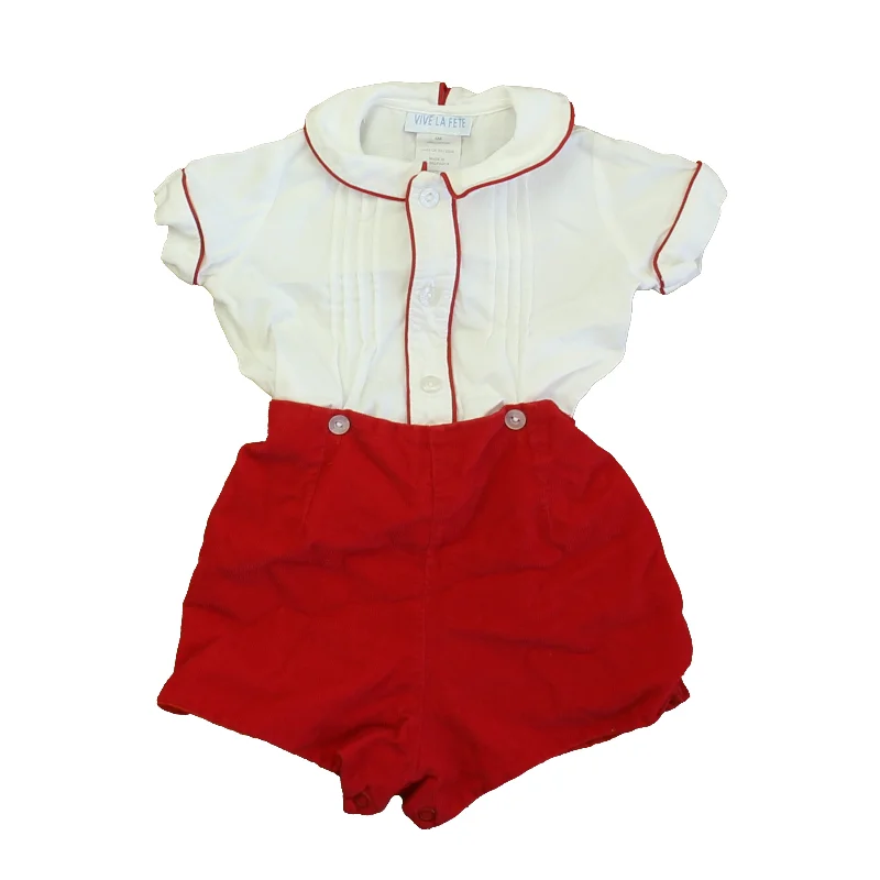 Vive La Fete Boys White | Red Romper