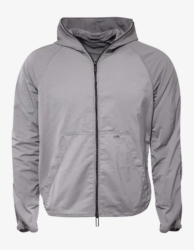 Emporio Armani Grey Hooded Jacket with Bag Attachment