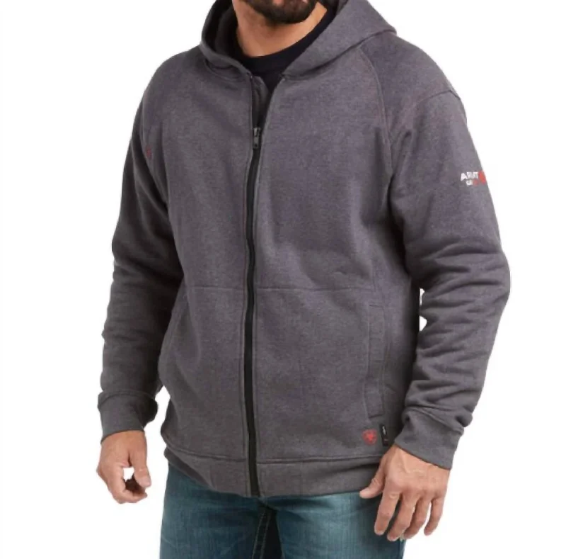 Men's Rev Full Cover Flag Full Zip Hoodie In Charcoal Heather