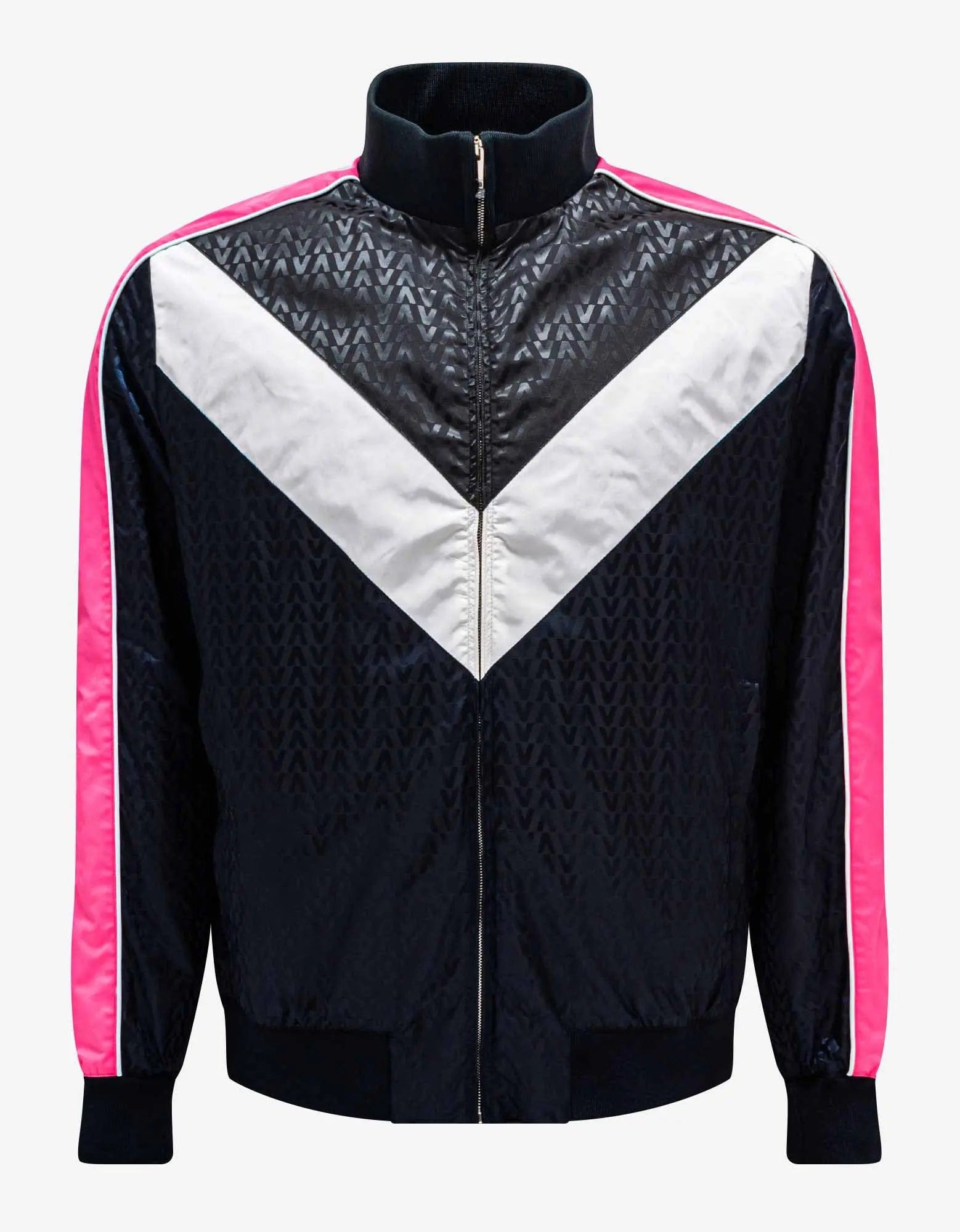 Valentino Garavani Navy Blue Optical Logo Jacquard Track Jacket