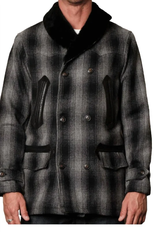 Tolgate Wool Overcoat In Charcoal Plaid