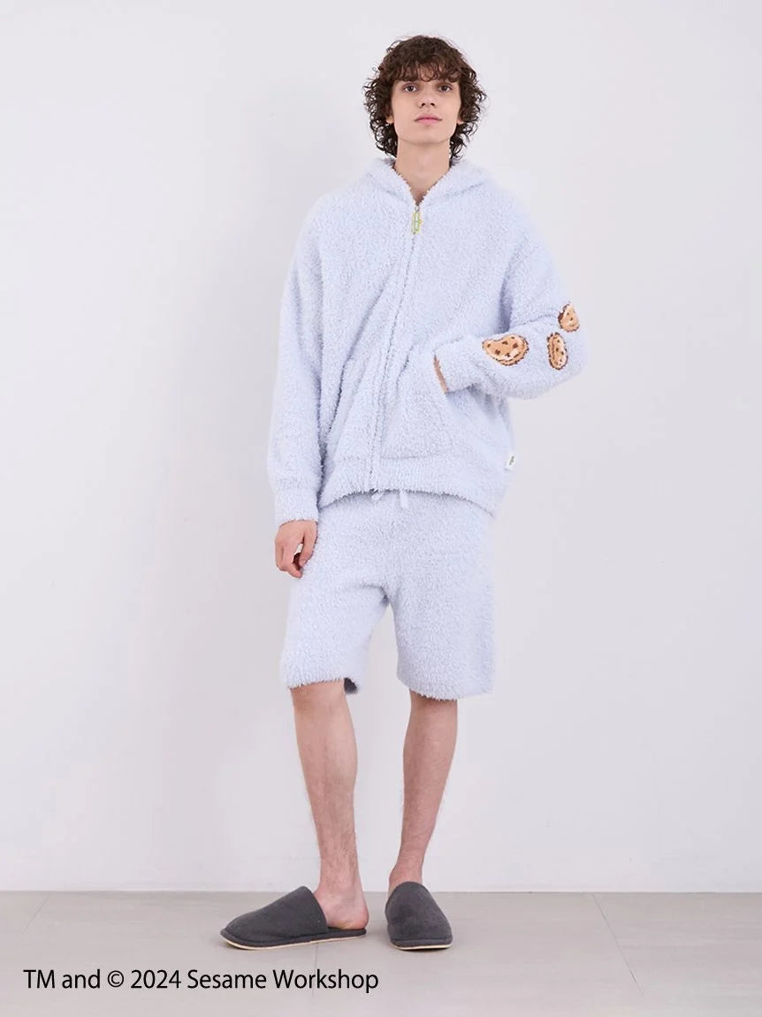 【SESAME STREET】 MEN's Cookie Monster Hoodie and Shorts Loungewear Set