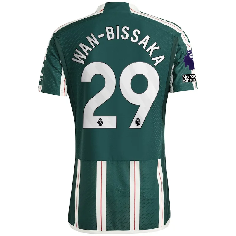 adidas Manchester United Authentic Aaron Wan-Bissaka Away Jersey w/ EPL + No Room For Racism Patches 23/24 (Green Night/Core White/Active Maroon)