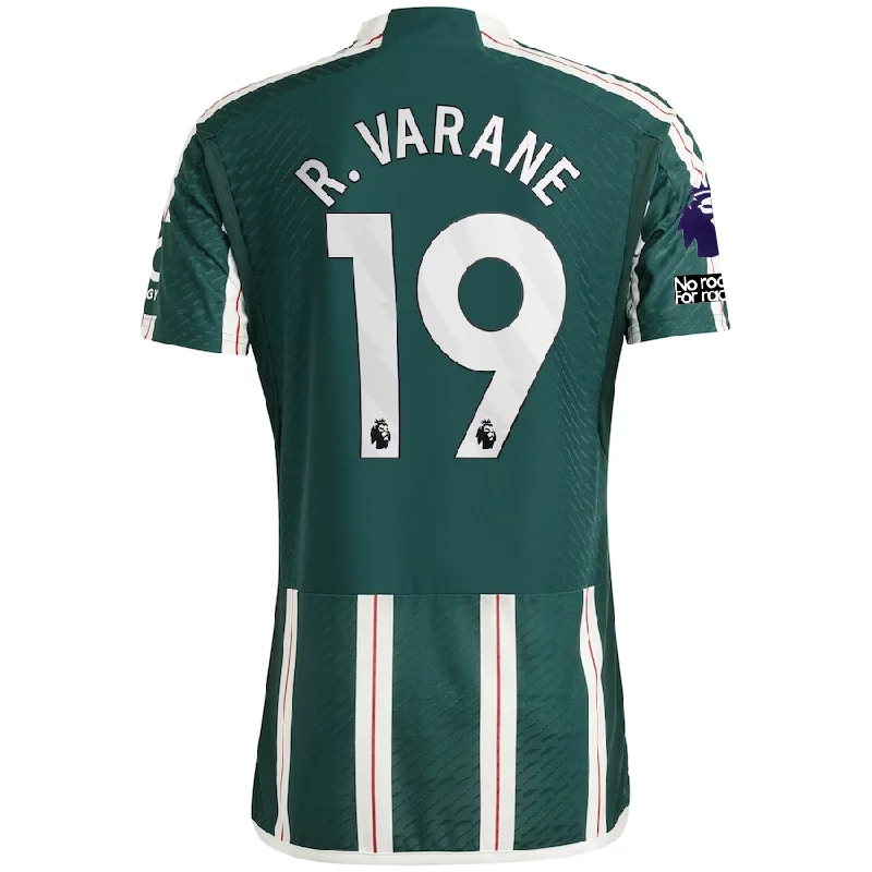 adidas Manchester United Authentic Raphael Varane Away Jersey w/ EPL + No Room For Racism Patches 23/24 (Green Night/Core White/Active Maroon)