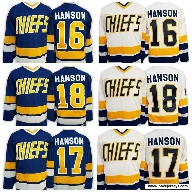 Hanson Brothers #16 #17 #18 Charlestown Chiefs "Slap Shot" Movie Hockey Jerseys!