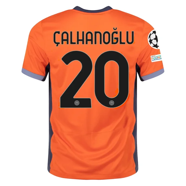 Nike Inter Milan Hakan Çalhanoğlu Third Jersey w/ Champions League Patches 23/24 (Safety Orange/Thunder Blue)