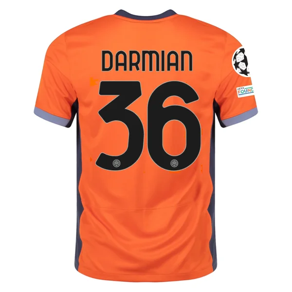 Nike Inter Milan Matteo Darmian Third Jersey w/ Champions League Patches 23/24 (Safety Orange/Thunder Blue)