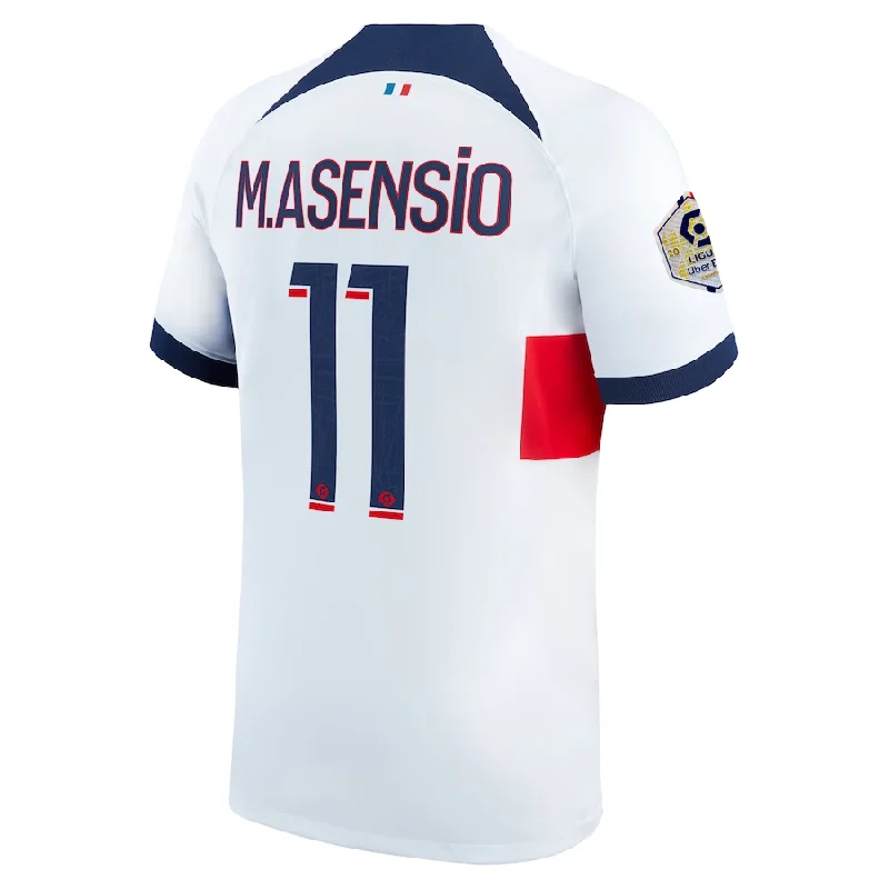 Nike Paris Saint-Germain Marco Asensio Away Jersey w/ Ligue 1 Patch 23/24 (White/Midnight Navy)