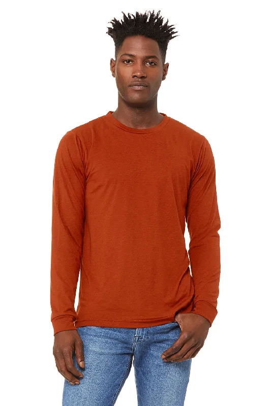 Bella + Canvas Mens Long Sleeve Crewneck T-Shirt - Brick Red