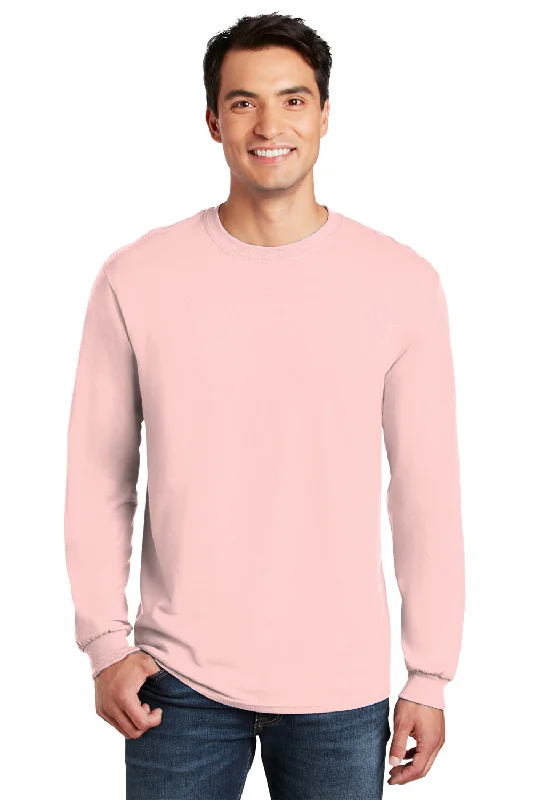 Gildan Mens Long Sleeve Crewneck T-Shirt - Light Pink