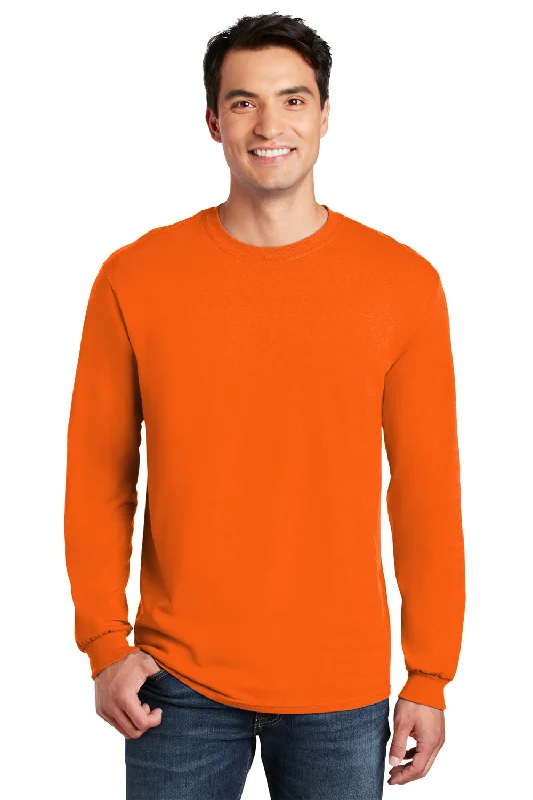 Gildan Mens Long Sleeve Crewneck T-Shirt - Orange