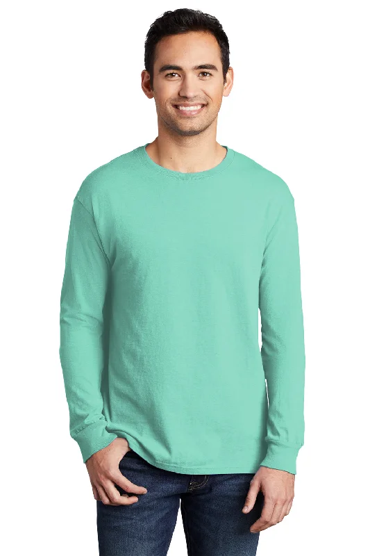 Port & Company Mens Beach Wash Long Sleeve Crewneck T-Shirt - Cool Mint Green