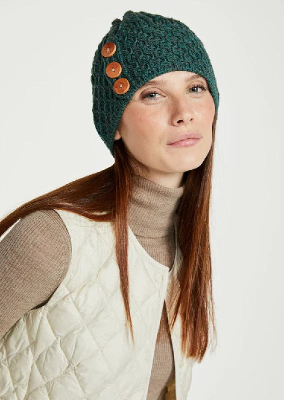 Aran Button Hat | Connemara Green