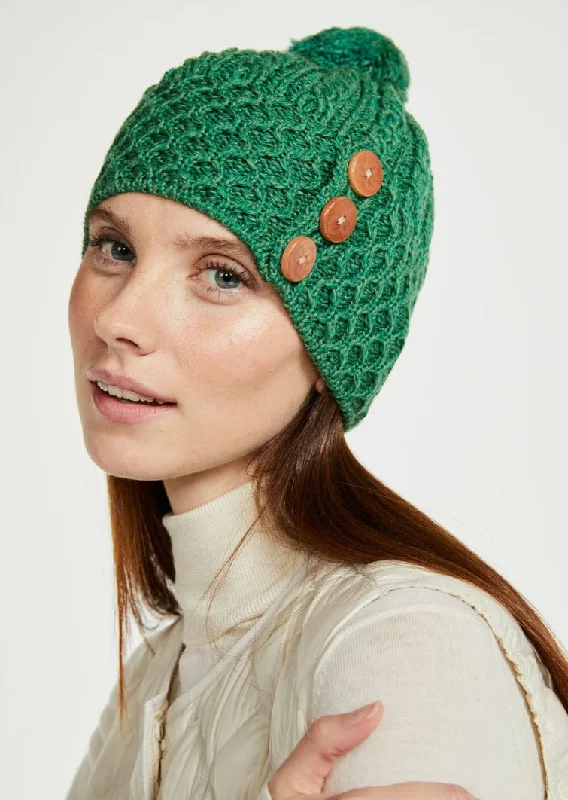 Aran Button Hat | Green