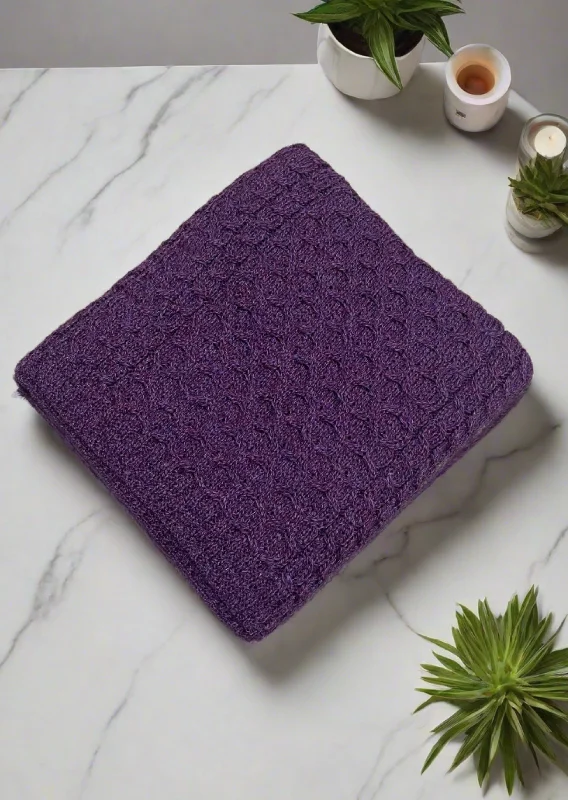 Aran Honeycomb Blanket | Purple