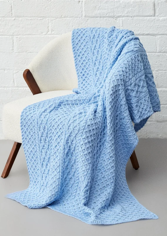 IrelandsEye Aran Merino Throw | Morning Sky