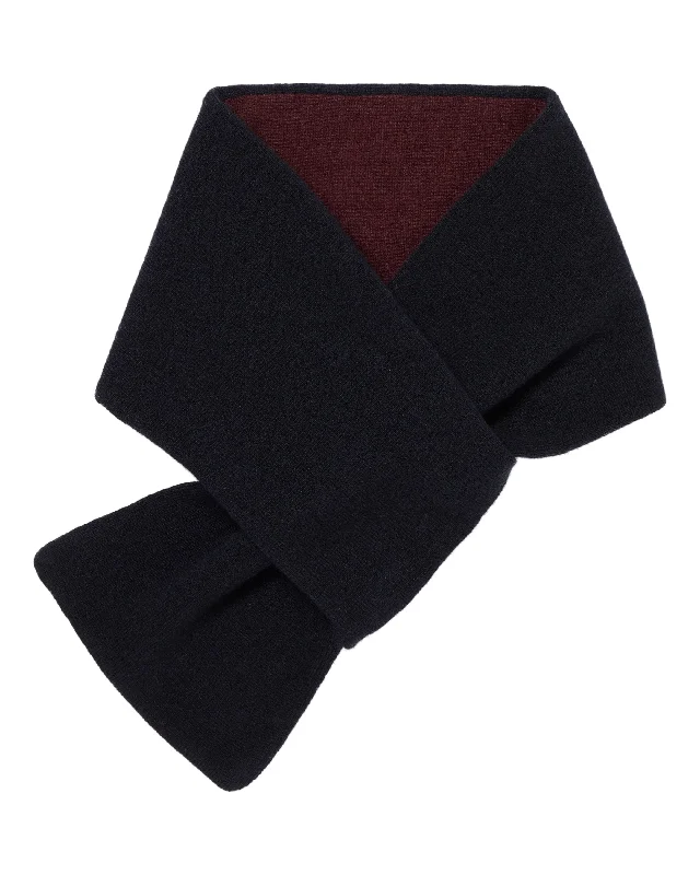 Men's Two Tone Small Cashmere Scarf Navy Blue + Claret Red