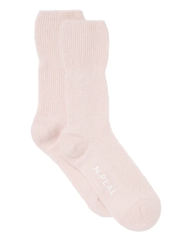 Unisex Cashmere Rib Bed Socks Quartz Pink