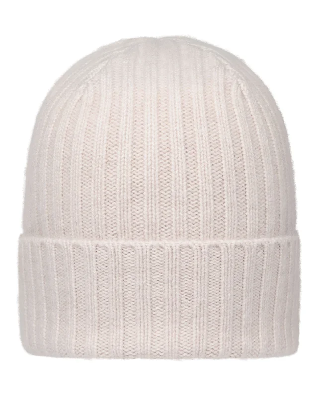 Unisex Chunky Ribbed Cashmere Hat Frost White