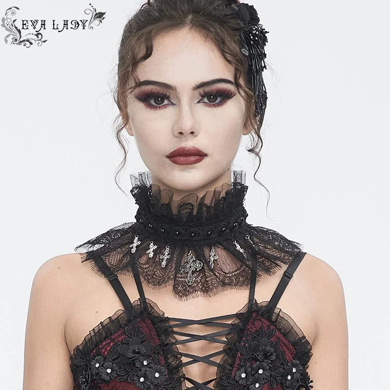 Women's Gothic Beaded Ruffled Lace Neckwear