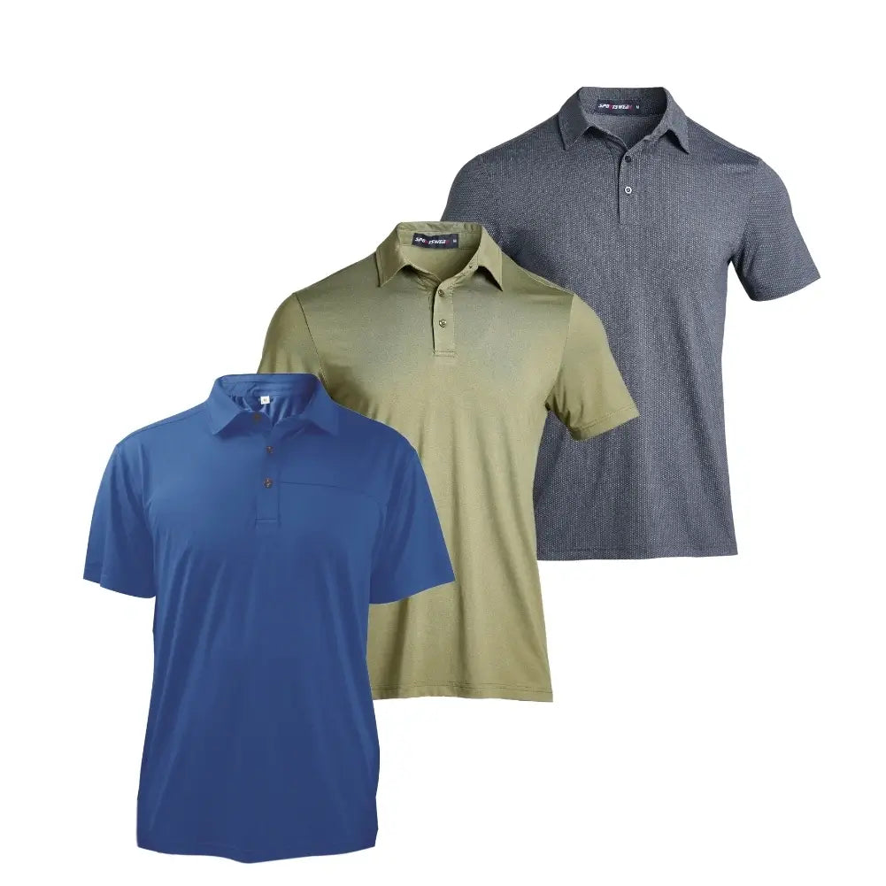 3 Pack Men's Jacquard Mesh Polo Shirt