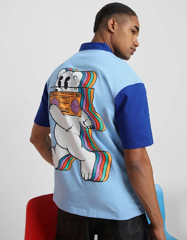 Bear Blue Oversized Polo T-shirt