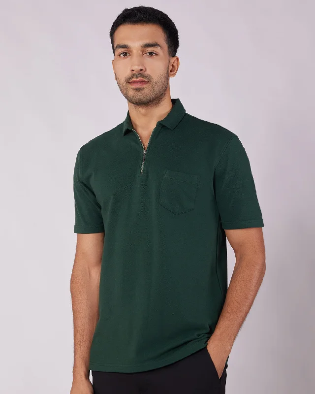 Signature Zipper Polo T-Shirt - Green