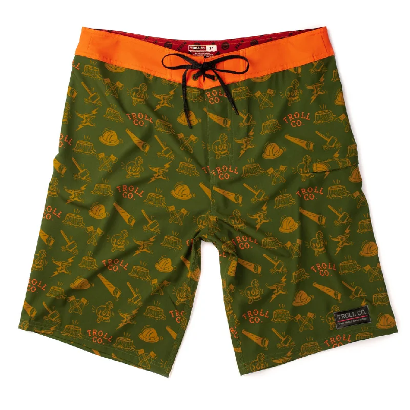 Lumberjack Boardshort: Green/Orange