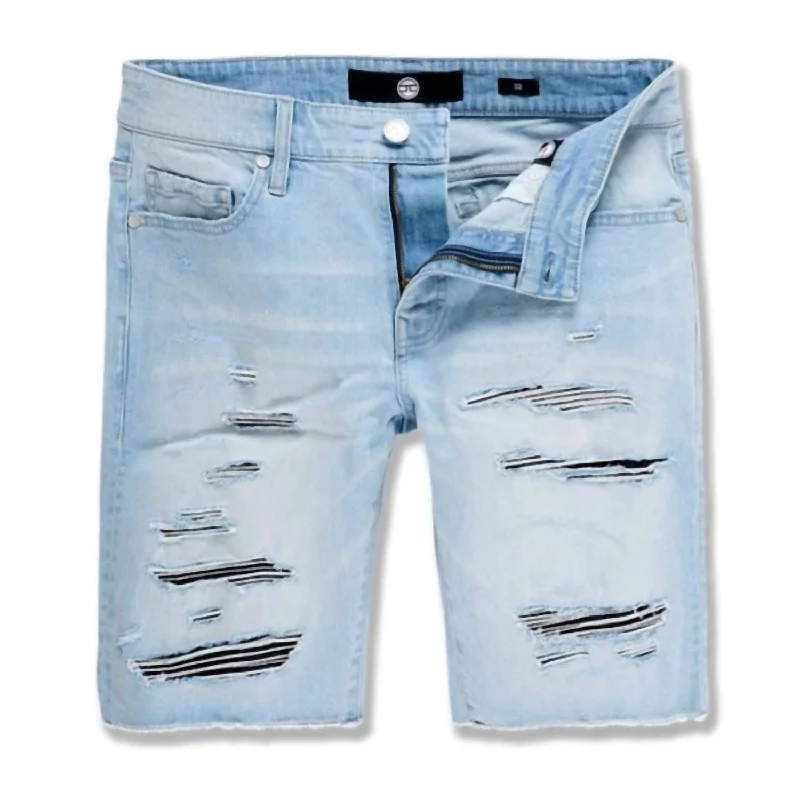 Men's Abyss Retro Denim Shorts In Ice Blue