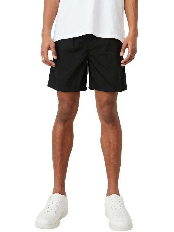 Mens Drawstring Hem Polyester Casual Shorts