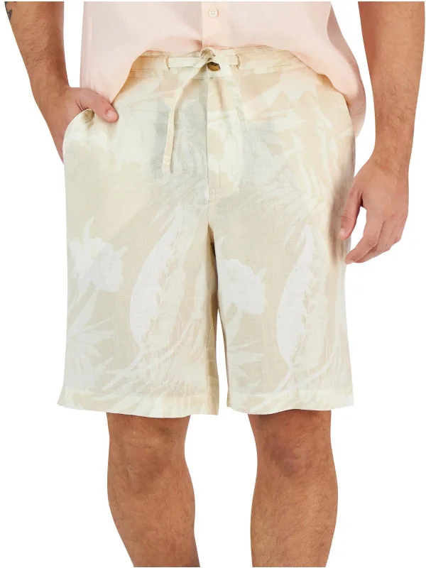 Mens Linen Floral Casual Shorts